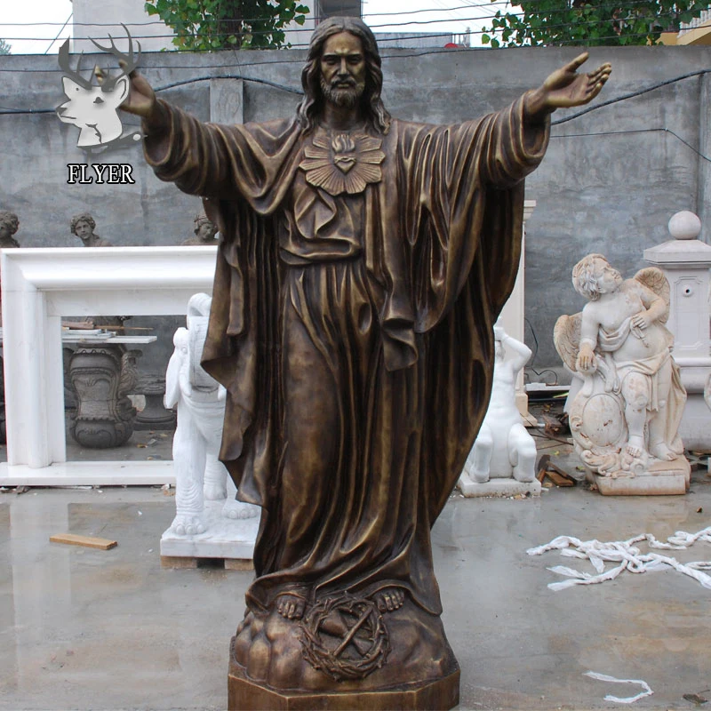 Church Religious Metal Jesus Christ Cross Statue Life Size Outdoor Lost Wax Casting Bronze Jesus Sculpture