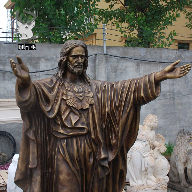 Church Religious Metal Jesus Christ Cross Statue Life Size Outdoor Lost Wax Casting Bronze Jesus Sculpture