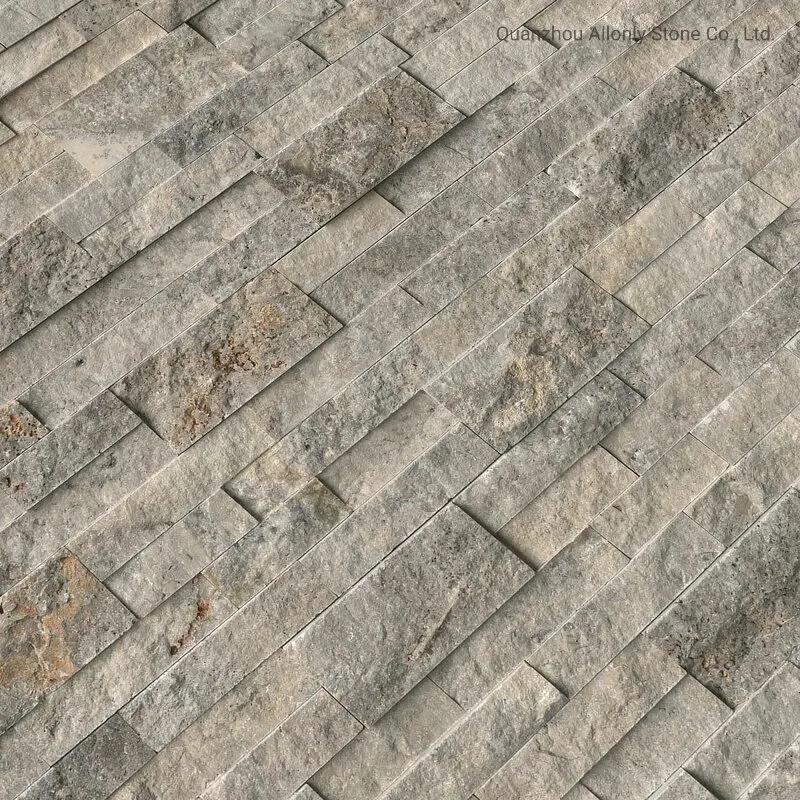 Natural Stone Silver Travertine Mosaic Tile Culture Stone for Indoor Decoration