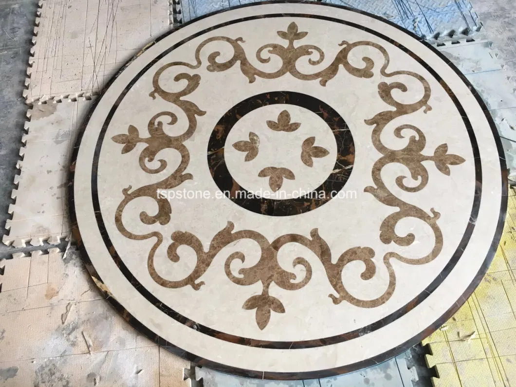 Natural Stone Waterjet Marble for Floor/Flooring/Wall/Kitchen/Lobby/Slab/Tile/Mosaic Pattern/Border/Medallion/Floor Tiles with Metal Inlay