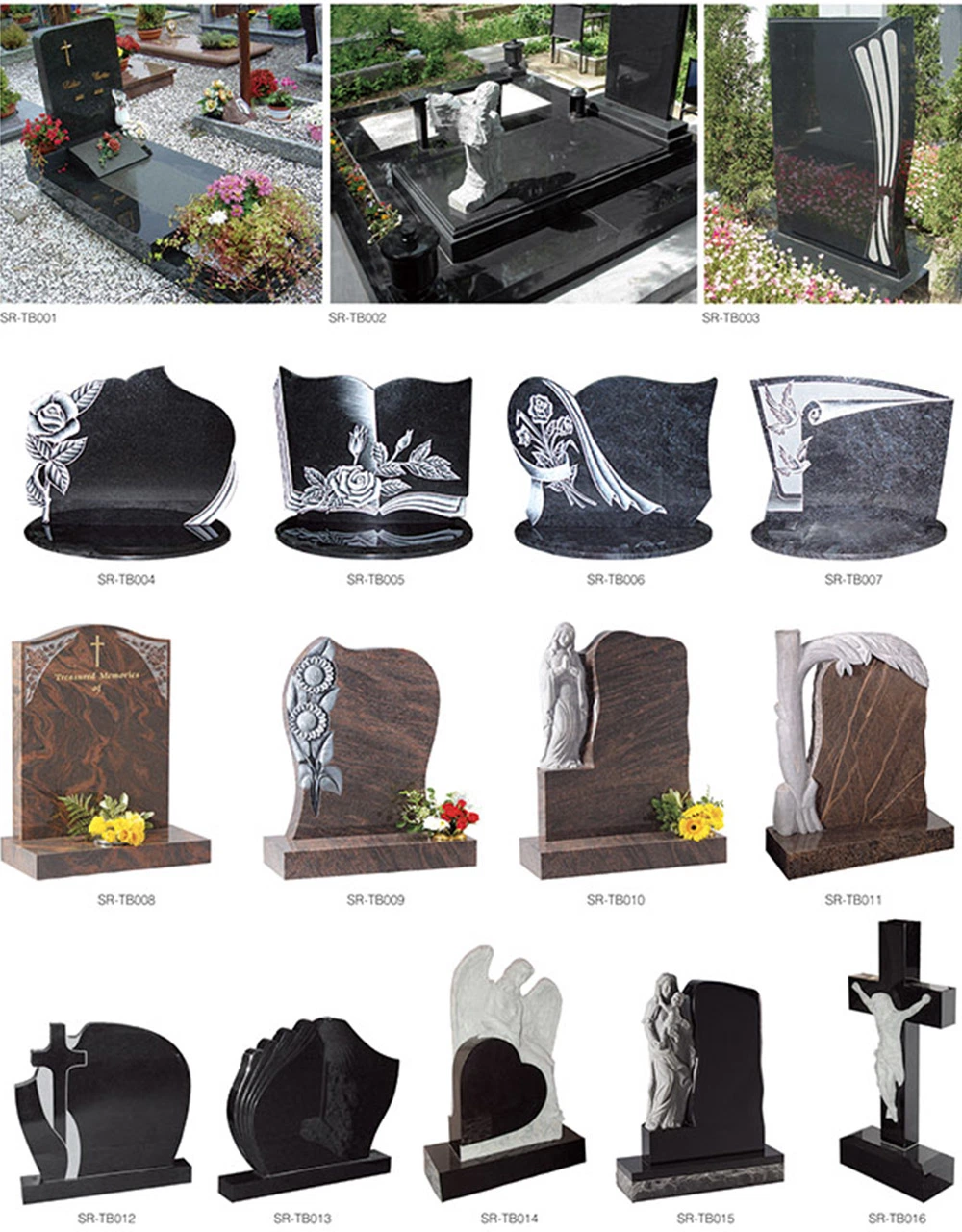 China Headstone Black Granite Grave Stone Cemetery Tombstones and Monuments Gravestone with Factory Price