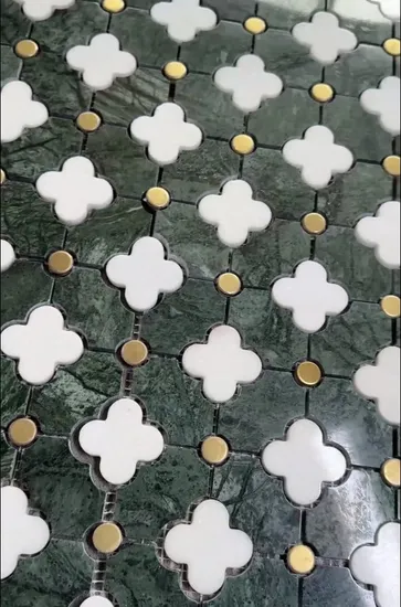 New Product Wholesale Marble Natural Ellipse Strip Green Mosaics Stone for Hotel and Villa Decoration 