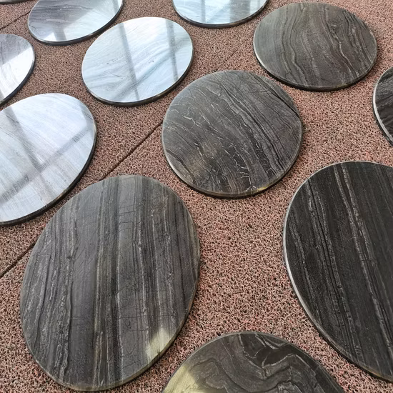 Natural Polishing Dark Grey Wood Grain Table Tops Marble Stone From China