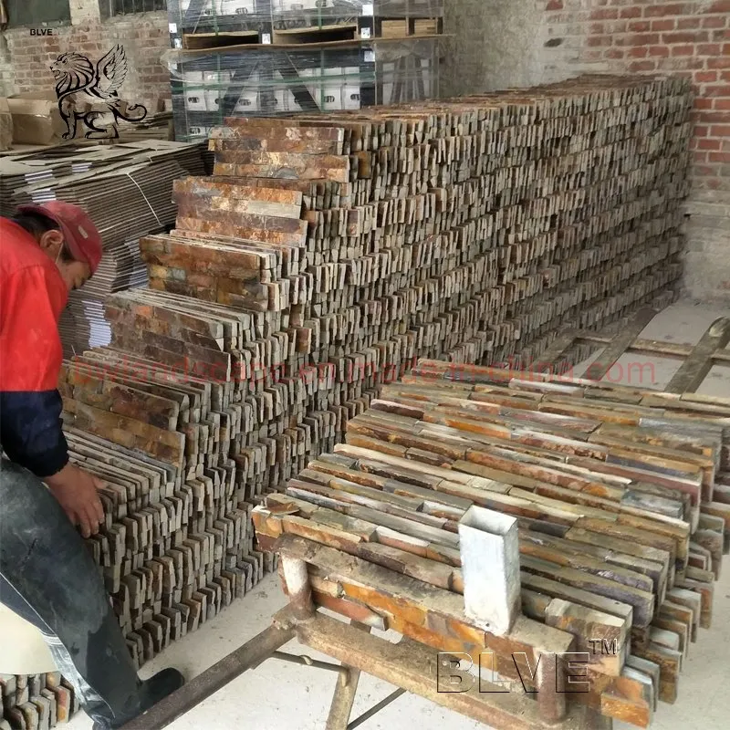 Blve Outdoor Hand Cutting Mosaic Wall Panel Natural Raw Stone Tiles Home Culture Stone