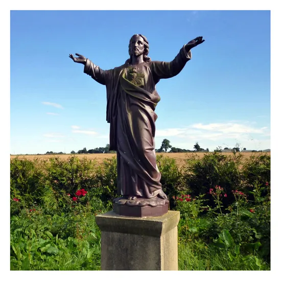 Religious Landmark Bronze Statues Saint Anthony and Children in Front of Catholic Cathedral Sculpture 