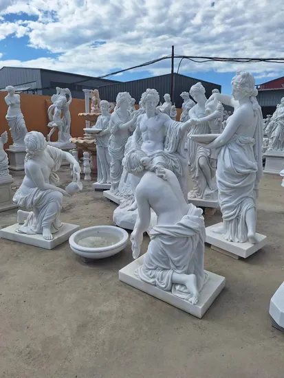 Directly Factory Price High Quality Stock Hand Carved Marble Greek Statue Apollo Bathing Set Sculpture (SYMS