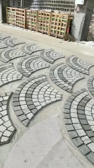 Interlocking Flamed Finish G684 Black Cobblestone on Mesh for Driveway Walkway Pavement 