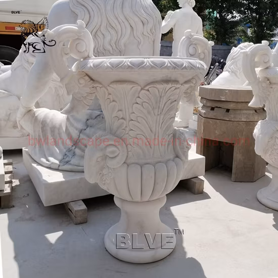 Garden Natural Marble White Stone Customize Flowerpot Products