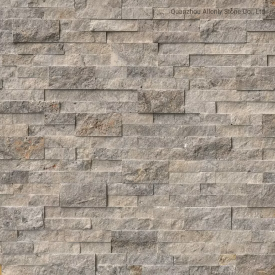 Natural Stone Silver Travertine Mosaic Tile Culture Stone for Indoor Decoration