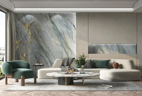 1200X1200mm Dark Grey Color Porcelain Tile Big Slab Marble Tiles with Glossy Surface Sintered Stone for Interior Wall and Floor 