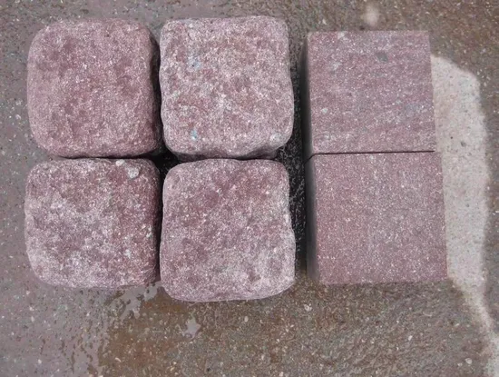 Machine Cut Natural Granite Stone Red Porphyre Paver Cobblestone for Park Courtyard Driveway 