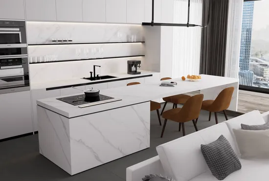 Large Format polished/matt white/grey/black/gold Calacatta Sintered Stone for interiors/indoor kitchen/bathroom/bar/table Countertop/island/top/vanity 