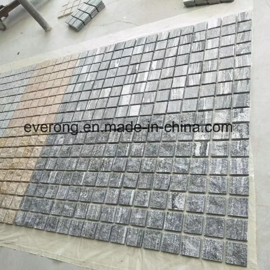 Natural Grey/Gray Veins Nero Santiago Granite Paving/Cube/Cubic/Cobblestone on Mesh