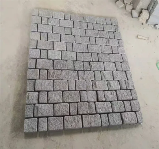 Tumbled G654 Granite Grey Cobblestones on Mesh Sheets for Driveway Paver Design 
