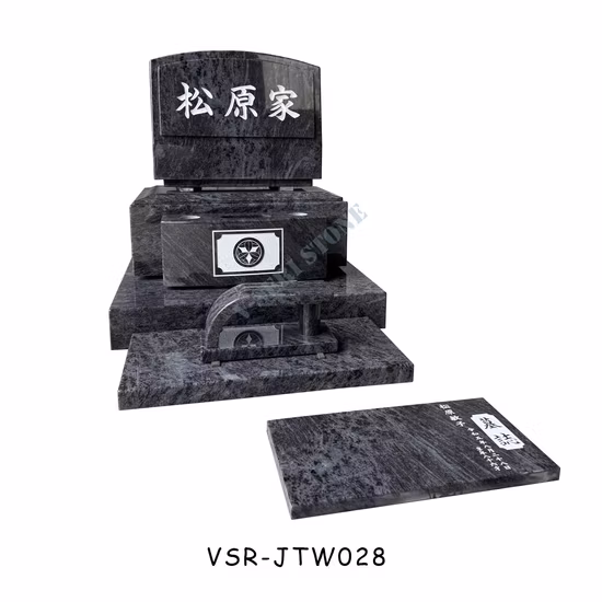 Black Marble Heart Shaped Gravestone with Grey Hand Sculptures